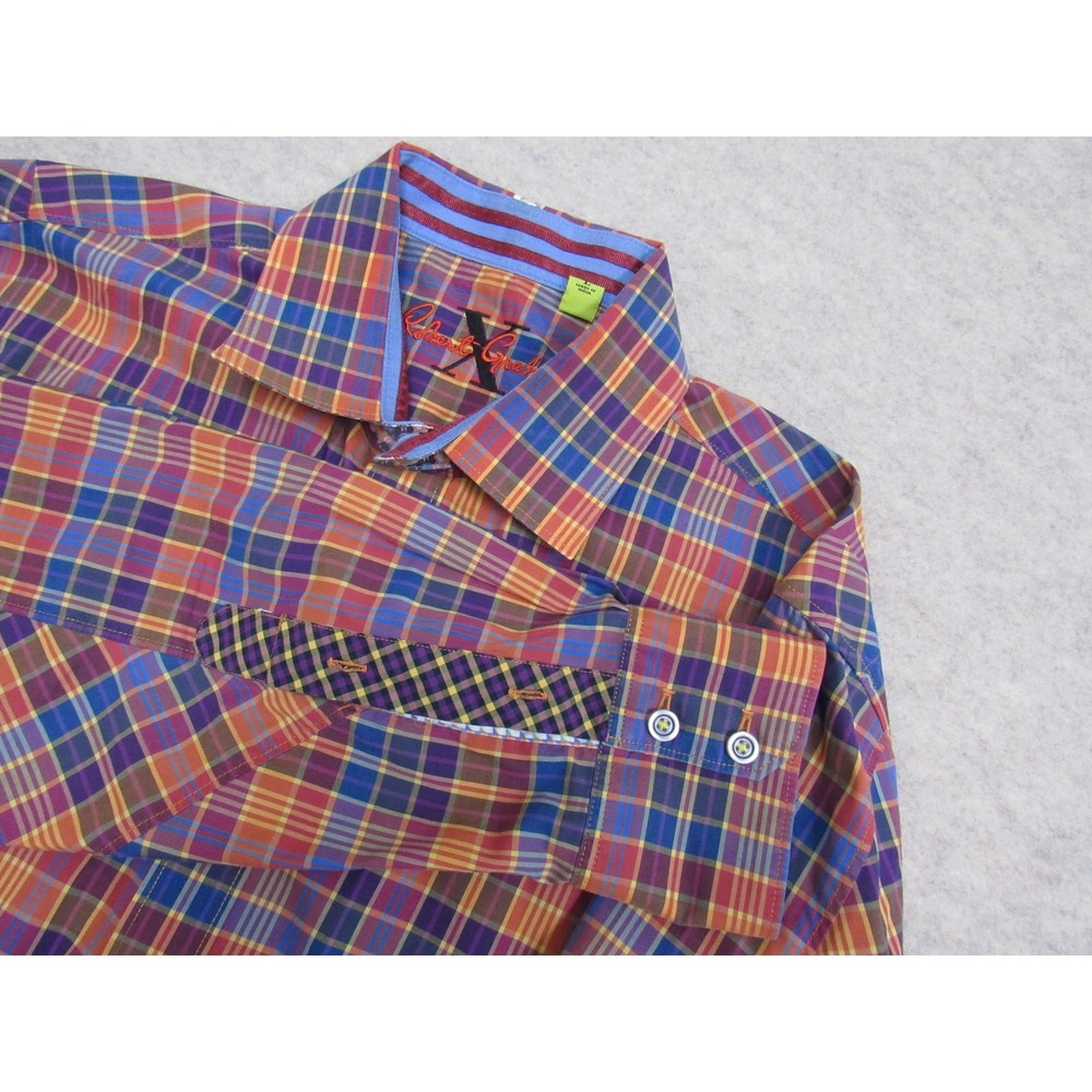 Robert Graham Mens Tailored Fit Plaid Button Down Shirt Multicolor Large L‎